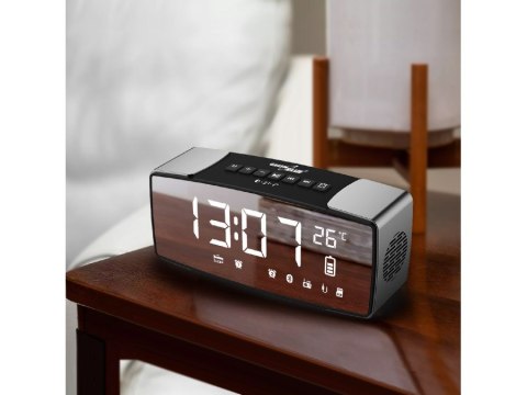 Radiobudzik bluetooth GreenBlue, FM, aux-in, 6W, temperatura, alarm, zegar, akumulator 2200mAh, GB200 Radiobudzik bluetooth GreenBlue, FM, aux-in, 6W, temperatura, alarm, zegar, akumulator 2200mAh, GB200