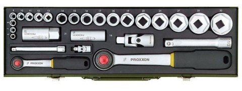 Zestaw kluczy nasadowych z grzechotkami Proxxon 1/2" i 1/4" (27 cz.) Zestaw kluczy nasadowych z grzechotkami Proxxon 1/2" i 1/4" (27 cz.)