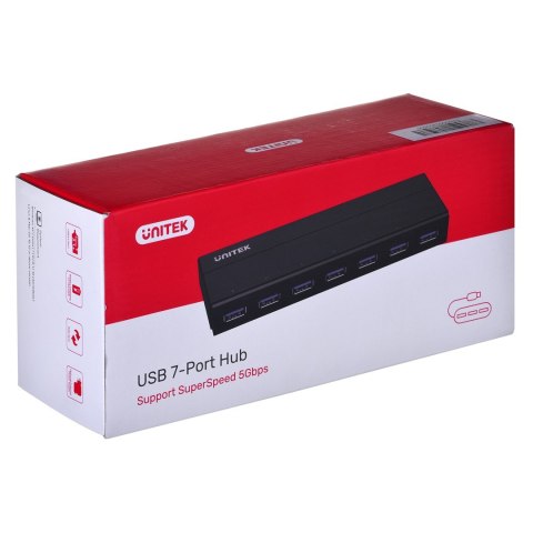 Adapter Unitek Y-3184 HUB 7xUSB 3.0 z zasilaczem i BC 1.2 Adapter Unitek Y-3184 HUB 7xUSB 3.0 z zasilaczem i BC 1.2