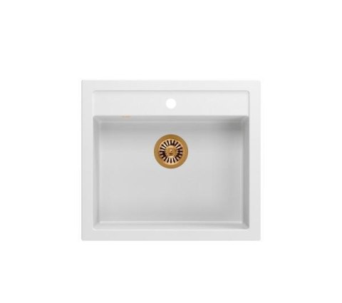 Zlewozmywak granitowy QUADRON BILL 110 biały wpuszczany + syfon save space w kolorze PVD