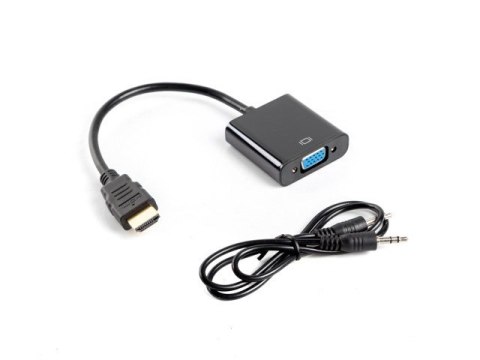 Adapter Lanberg AD-0017-BK (HDMI M - D-Sub (VGA) F; 0,20m; kolor czarny) Adapter Lanberg AD-0017-BK (HDMI M - D-Sub (VGA) F; 0,20m; kolor czarny)