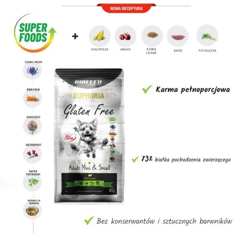 BIOFEED Euphoria G-F psy MINI&SMALL jagnięcina 12kg BIOFEED Euphoria G-F psy MINI&SMALL jagnięcina 12kg