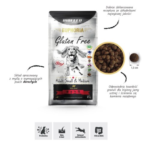 BIOFEED Euphoria G-F psy SMALL&MID wołowina 12kg BIOFEED Euphoria G-F psy SMALL&MID wołowina 12kg