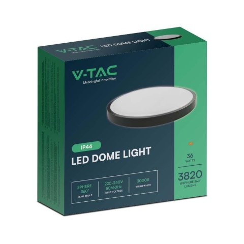 Plafon V-TAC 36W LED Okrągły 42cm Natynkowy IP44 Czarny VT-8630B 4000K 3820lm Plafon V-TAC 36W LED Okrągły 42cm Natynkowy IP44 Czarny VT-8630B 4000K 3820lm