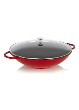 Wok żeliwny z pokrywką Staub - 30 cm, Czerwony