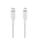 BELKIN KABEL BRAIDED USB-C - LIGHTNING, 1M, BIAŁY