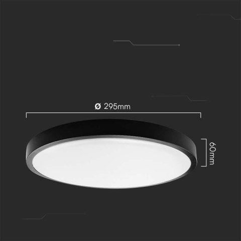 Plafon V-TAC 18W LED Okrągły 30cm Natynkowy Pilot Czujnik Ruchu IP44 Czarny VT-8618S 4000K 1830lm Plafon V-TAC 18W LED Okrągły 30cm Natynkowy Pilot Czujnik Ruchu IP44 Czarny VT-8618S 4000K 1830lm