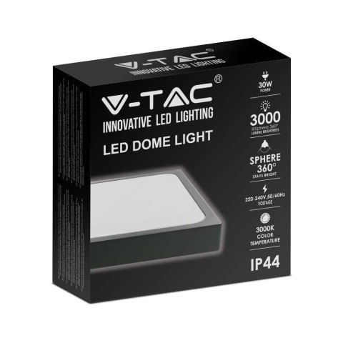 Plafon V-TAC 30W LED Kwadrat IP44 42x42cm Czarny VT-8630B-SQ 6500K 3000lm Plafon V-TAC 30W LED Kwadrat IP44 42x42cm Czarny VT-8630B-SQ 6500K 3000lm