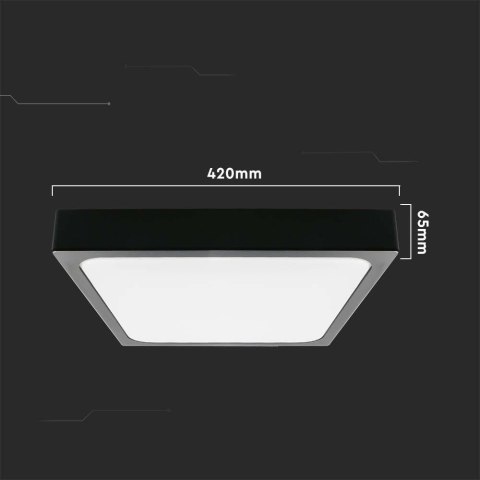 Plafon V-TAC 30W LED Kwadrat IP44 42x42cm Czarny VT-8630B-SQ 6500K 3000lm Plafon V-TAC 30W LED Kwadrat IP44 42x42cm Czarny VT-8630B-SQ 6500K 3000lm