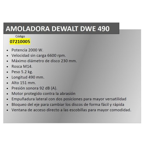 Szlifierka kątowa DeWalt DWR490 (230mm) Szlifierka kątowa DeWalt DWR490 (230mm)