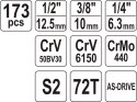 YATO ZESTAW KLUCZY 1/4" , 3/8" , 1/2" 173 elem. XXL 38931