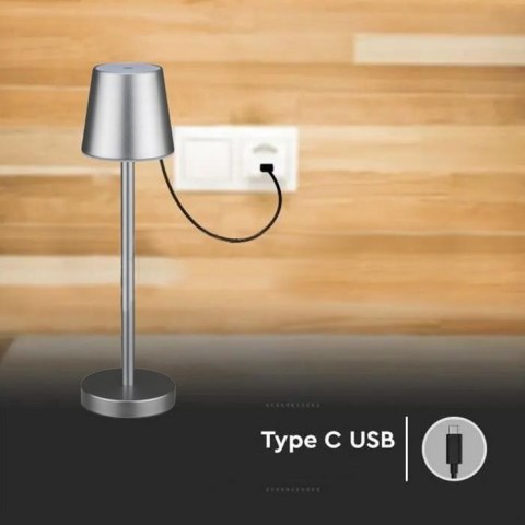Lampka Biurkowa Nocna V-TAC 3W LED Ładowanie Ściemnianie Szara VT-7703 4000K 70lm Lampka Biurkowa Nocna V-TAC 3W LED Ładowanie Ściemnianie Szara VT-7703 4000K 70lm