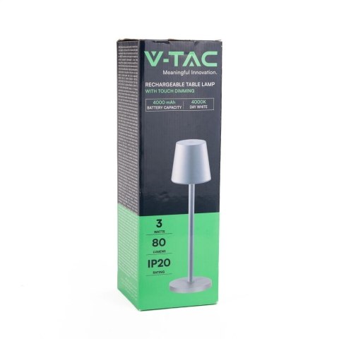 Lampka Biurkowa Nocna V-TAC 3W LED Ładowanie Ściemnianie Szara VT-7703 4000K 70lm Lampka Biurkowa Nocna V-TAC 3W LED Ładowanie Ściemnianie Szara VT-7703 4000K 70lm