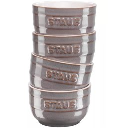 Staub Mini Ramekin Okrągły, 4 szt. - 200 ml, Antyczny szary