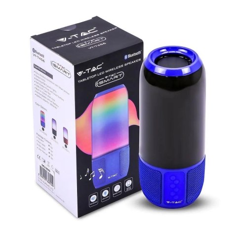 Bezprzewodowy inteligentny głośnik LED V-TAC z technologią Bluetooth 2x3W USB Micro SD Niebieski VT-7456 Bezprzewodowy inteligentny głośnik LED V-TAC z technologią Bluetooth 2x3W USB Micro SD Niebieski VT-7456