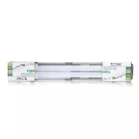 Oprawa Hermetyczna LED V-TAC PC/PC 2x120cm (2 x 18W) (Tuby LED w zestawie) VT-12023 4000K 3400lm Oprawa Hermetyczna LED V-TAC PC/PC 2x120cm (2 x 18W) (Tuby LED w zestawie) VT-12023 4000K 3400lm