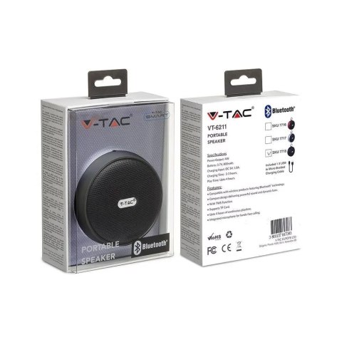 Przenośny Głośnik Bluetooth Micro USB Wysokiej jakości przewód 800mAh Niebieski V-TAC VT-6211 Przenośny Głośnik Bluetooth Micro USB Wysokiej jakości przewód 800mAh Niebieski V-TAC VT-6211