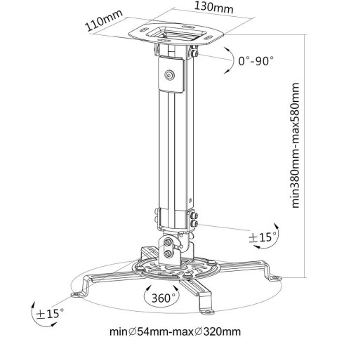 Uchwyt do Projektora Sufitowy 38-58cm 13.5kg Regulowany Uchwyt do Projektora Sufitowy 38-58cm 13.5kg Regulowany