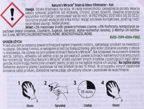 Nature's Miracle SET-IN OXY Stain&Odour REMOVER CAT 709ml Nature's Miracle SET-IN OXY Stain&Odour REMOVER CAT 709ml