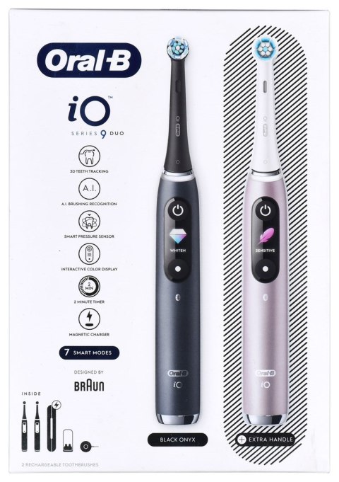 Braun Oral-B szczoteczka elektryczna iO 9N zestaw DUO BLACK ONYX & ROSE QUARTZ Braun Oral-B szczoteczka elektryczna iO 9N zestaw DUO BLACK ONYX & ROSE QUARTZ