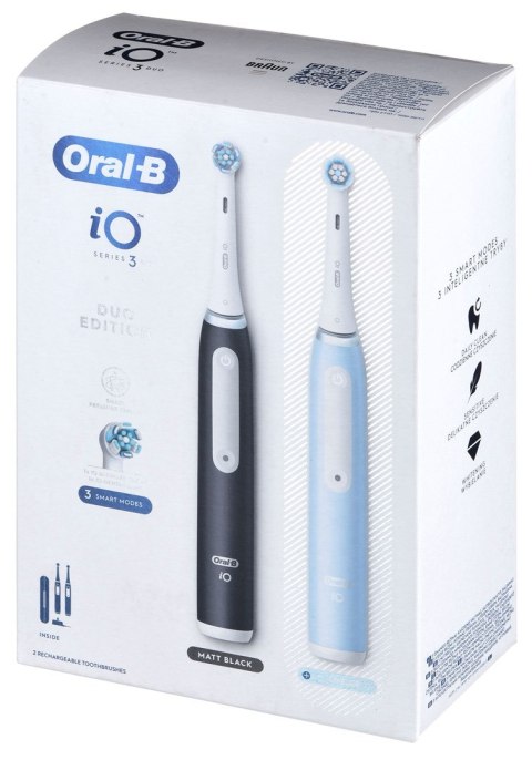 Braun Oral-B szczoteczka elektryczna iO 3 zestaw DUO BLACK & BLUE Braun Oral-B szczoteczka elektryczna iO 3 zestaw DUO BLACK & BLUE