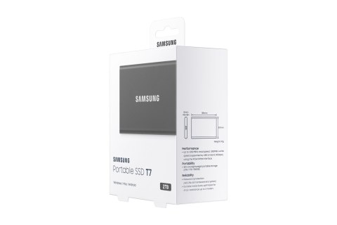 Dysk Samsung SSD T7 Portable 2TB MU-PC2T0T/WW szary Dysk Samsung SSD T7 Portable 2TB MU-PC2T0T/WW szary