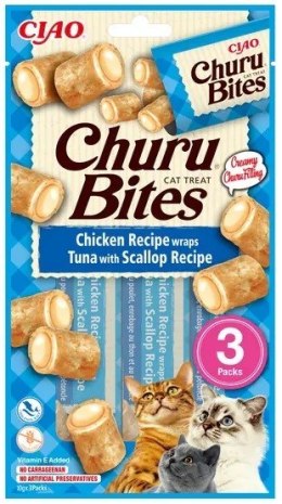 Przysmak CHURU Bites Tuńczyk&Przegrzebki kot 3x10g