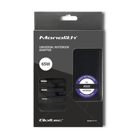 QOLTEC ZASILACZ SPECJALIZOWANY DO ASUS | 65W | 3 WTYCZKI QOLTEC ZASILACZ SPECJALIZOWANY DO ASUS | 65W | 3 WTYCZKI