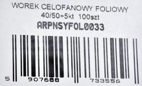 WOREK CELOFANOWY FOLIOWY 40/50+5KT 100SZT WOREK CELOFANOWY FOLIOWY 40/50+5KT 100SZT