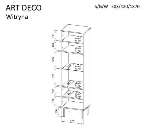 Witryna ART DECO 51x42xH187 orzech Witryna ART DECO 51x42xH187 orzech