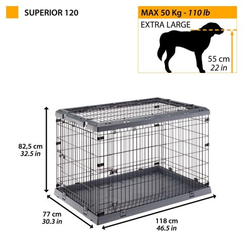 FERPLAST Superior 120 - klatka dla psów - 118 x 77 x 82,5 cm FERPLAST Superior 120 - klatka dla psów - 118 x 77 x 82,5 cm