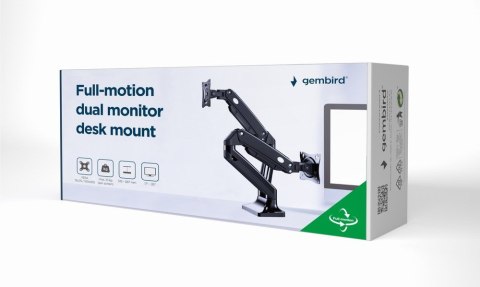 GEMBIRD BIURKOWE REGULOWANE RAMIĘ NA 2 MONITORY 17"-35" DO 10KG GEMBIRD BIURKOWE REGULOWANE RAMIĘ NA 2 MONITORY 17"-35" DO 10KG