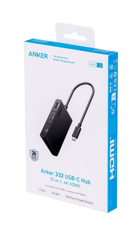 Hub Anker 332 USB-C Single Display 5 w 1 4K HDMI czarny Hub Anker 332 USB-C Single Display 5 w 1 4K HDMI czarny