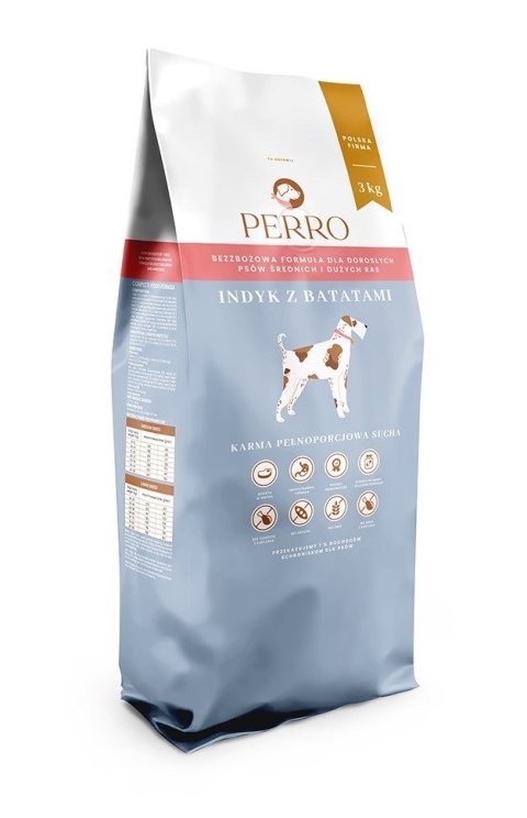 PERRO Indyk z batatami dla dorosłych psów średnich i dużych ras - 3 kg PERRO Indyk z batatami dla dorosłych psów średnich i dużych ras - 3 kg