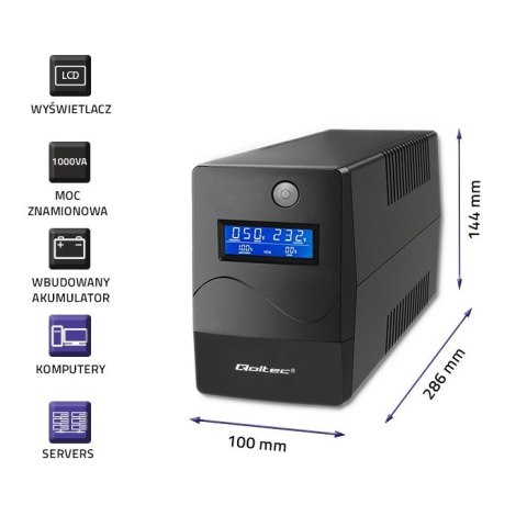 QOLTEC ZASILACZ AWARYJNY UPS 1000VA | 600W | LCD | USB | RJ45 (WYPRZEDAŻ) QOLTEC ZASILACZ AWARYJNY UPS 1000VA | 600W | LCD | USB | RJ45 (WYPRZEDAŻ)