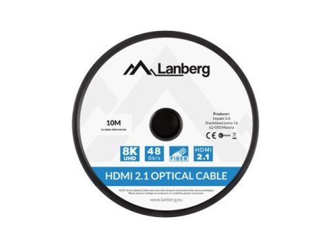 LANBERG KABEL HDMI LANBERG KABEL HDMI M/M V2.1 10M OPTYCZNY AOC CZARNY CA-HDMI-30FB-0100-BK LANBERG KABEL HDMI LANBERG KABEL HDMI M/M V2.1 10M OPTYCZNY AOC CZARNY CA-HDMI-30FB-0100-BK