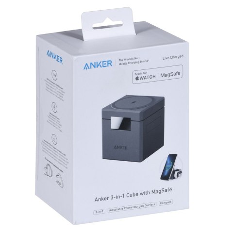 Ładowarka magnetyczna Anker MagSafe Cube 15W 3w 1 szary Ładowarka magnetyczna Anker MagSafe Cube 15W 3w 1 szary