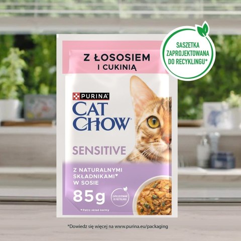 PURINA Cat Chow Sensitive łosoś i cukinia - mokra karma dla kota - 4x85g PURINA Cat Chow Sensitive łosoś i cukinia - mokra karma dla kota - 4x85g