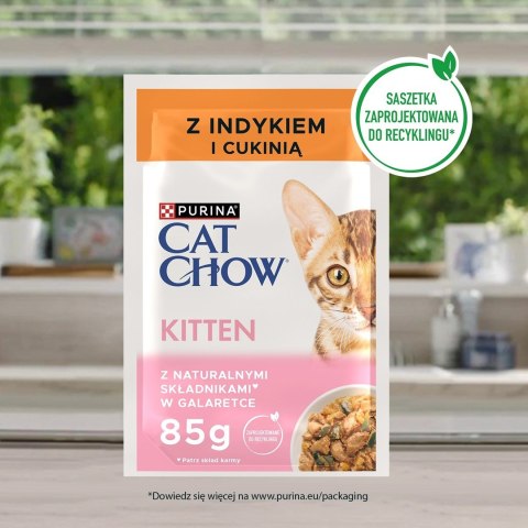 PURINA Cat Chow kitten indyk i cukinia w galaretce - mokra karma dla kota - 4x85g PURINA Cat Chow kitten indyk i cukinia w galaretce - mokra karma dla kota - 4x85g