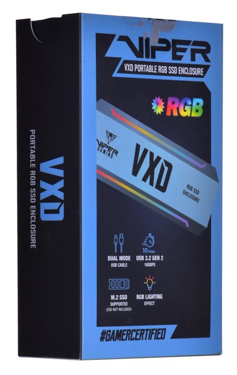 PATRIOT VXD obudowa SSD USB3.2 M.2 NVMe 1.3 do 2TB Aluminium RGB PATRIOT VXD obudowa SSD USB3.2 M.2 NVMe 1.3 do 2TB Aluminium RGB