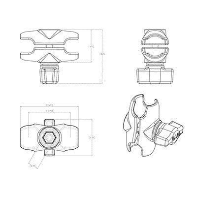 RAM MOUNT ramię montażowe o dł. 6 cm RAM-B-201U-A RAM MOUNT ramię montażowe o dł. 6 cm RAM-B-201U-A