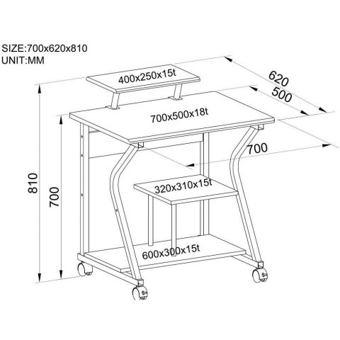 TECHLY MAŁE BIURKO KOMPUTEROWE 700X500 STOLIK Z NA TECHLY MAŁE BIURKO KOMPUTEROWE 700X500 STOLIK Z NA
