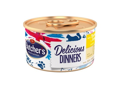 Butcher's Delicious Dinners Cat z kurczakiem i indykiem - mokra karma dla kota w formie musu - puszka 85 g Butcher's Delicious Dinners Cat z kurczakiem i indykiem - mokra karma dla kota w formie musu - puszka 85 g