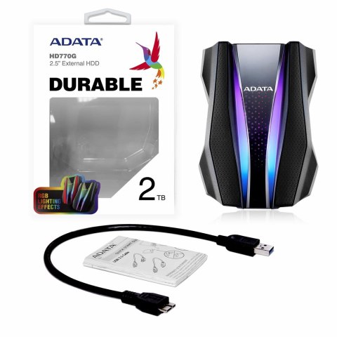 Dysk zewnętrzny HDD ADATA HD770G (2TB; 2.5"; USB 3.2; czarny) Dysk zewnętrzny HDD ADATA HD770G (2TB; 2.5"; USB 3.2; czarny)