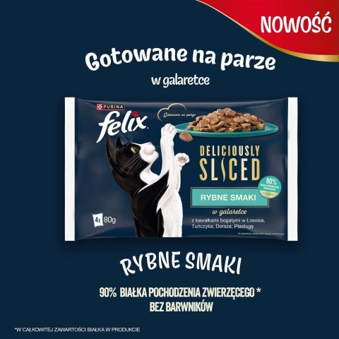 FELIX Deliciously Sliced Rybne Smaki - mokra karma dla kota - 4x 80 g FELIX Deliciously Sliced Rybne Smaki - mokra karma dla kota - 4x 80 g