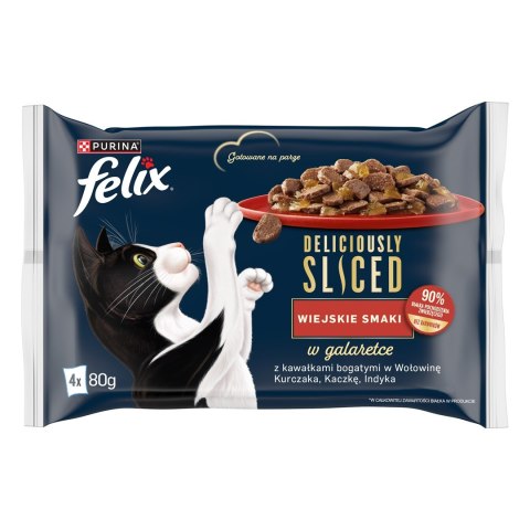 FELIX Deliciously Sliced Wiejskie Smaki - mokra karma dla kota - 4x 80 g FELIX Deliciously Sliced Wiejskie Smaki - mokra karma dla kota - 4x 80 g