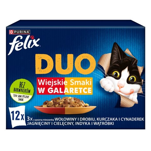 FELIX Fantastic Duo wiejskie smaki - mokra karma dla kota - 12x85g FELIX Fantastic Duo wiejskie smaki - mokra karma dla kota - 12x85g