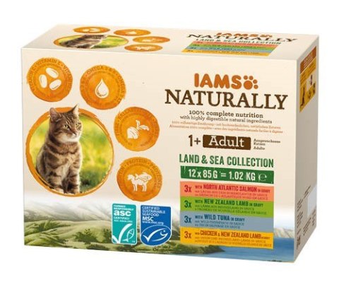 IAMS Naturally Adult zestaw smaków morskch i mięsnych 12x85g kot IAMS Naturally Adult zestaw smaków morskch i mięsnych 12x85g kot