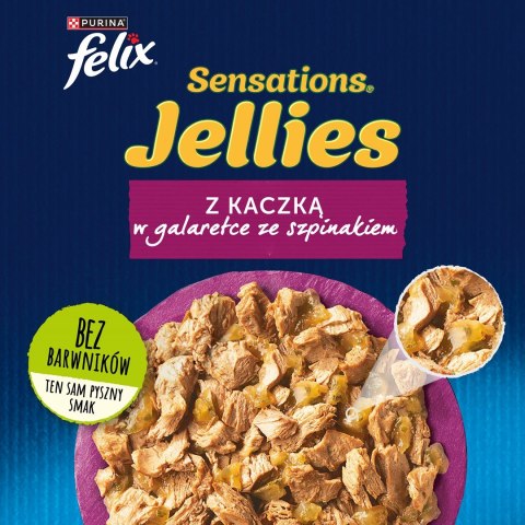 PURINA Felix Sensations Jellies z kaczką w galaretce ze szpinakiem - mokra karma dla kota - saszetka 85 g PURINA Felix Sensations Jellies z kaczką w galaretce ze szpinakiem - mokra karma dla kota - saszetka 85 g