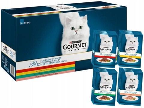 Purina Gourmet Perle fileciki w sosie Mix Smaków - mokra karma dla kota - 60x85 g Purina Gourmet Perle fileciki w sosie Mix Smaków - mokra karma dla kota - 60x85 g